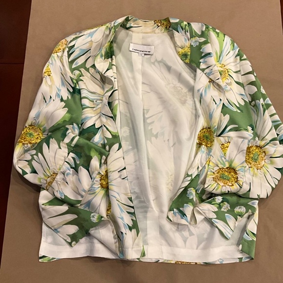 Vintage 90’s Caroline Rose 100% silk flower print jacket size L - Picture 4 of 8